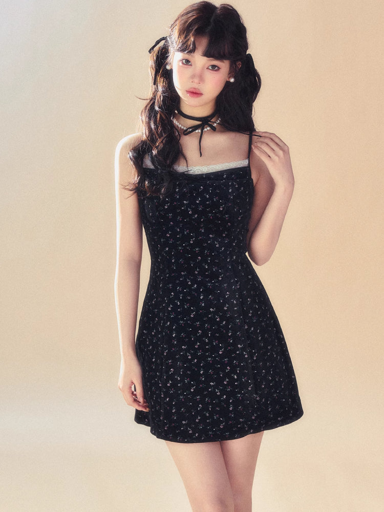 Velvet suspender dress