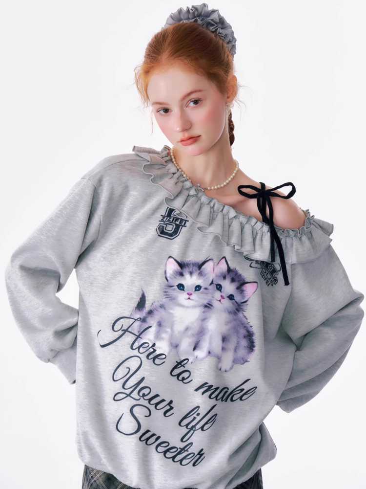 Cat print sweatshirt