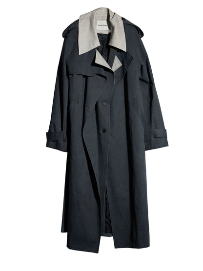 Contrast Stitching Genderless Trench Coat