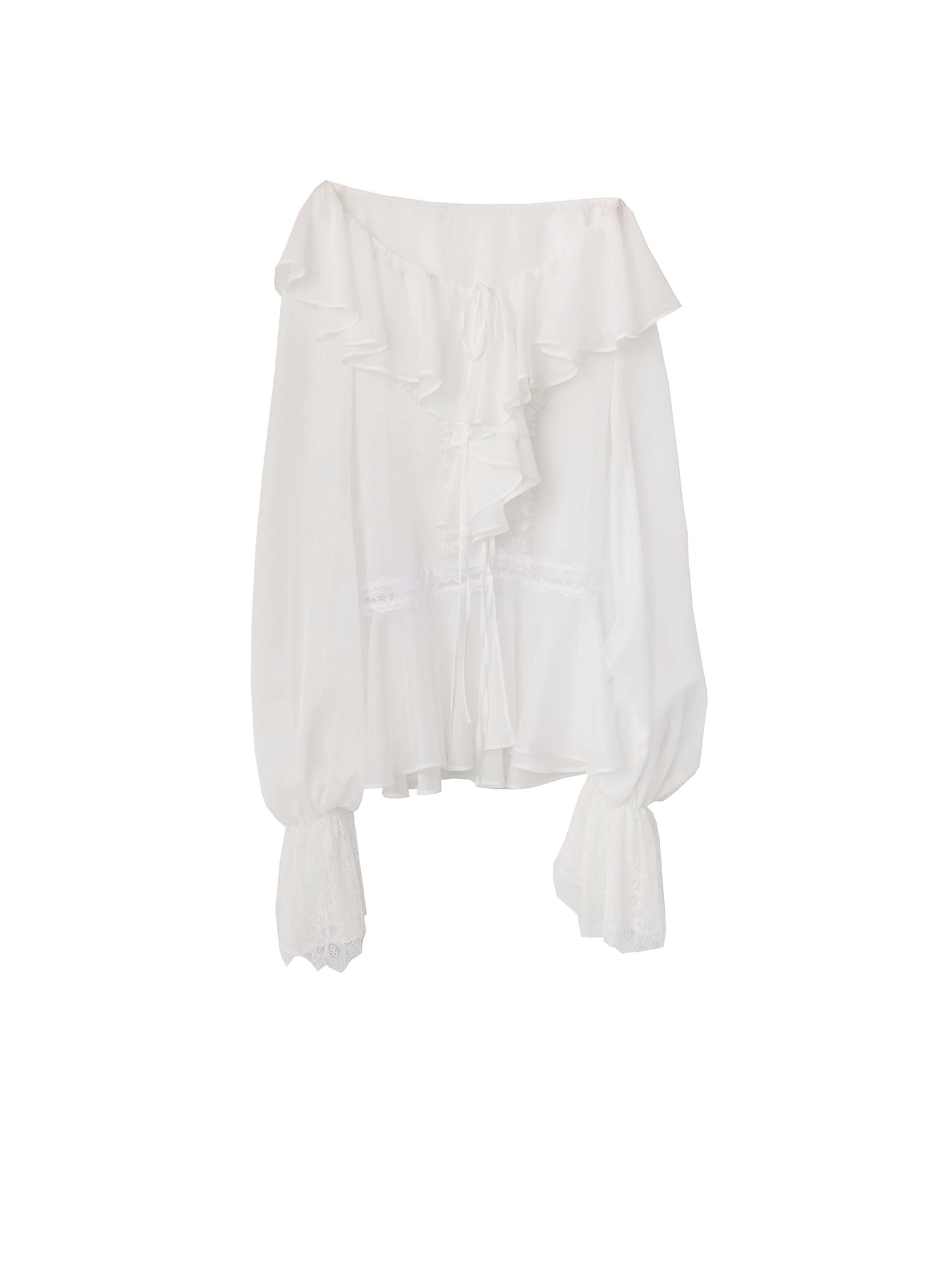 White Dream Sheer Ruffled Blouse