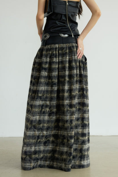 Retro Decadent Plaid Maxi Skirt