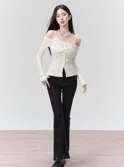 One-Shoulder Two Knot Top