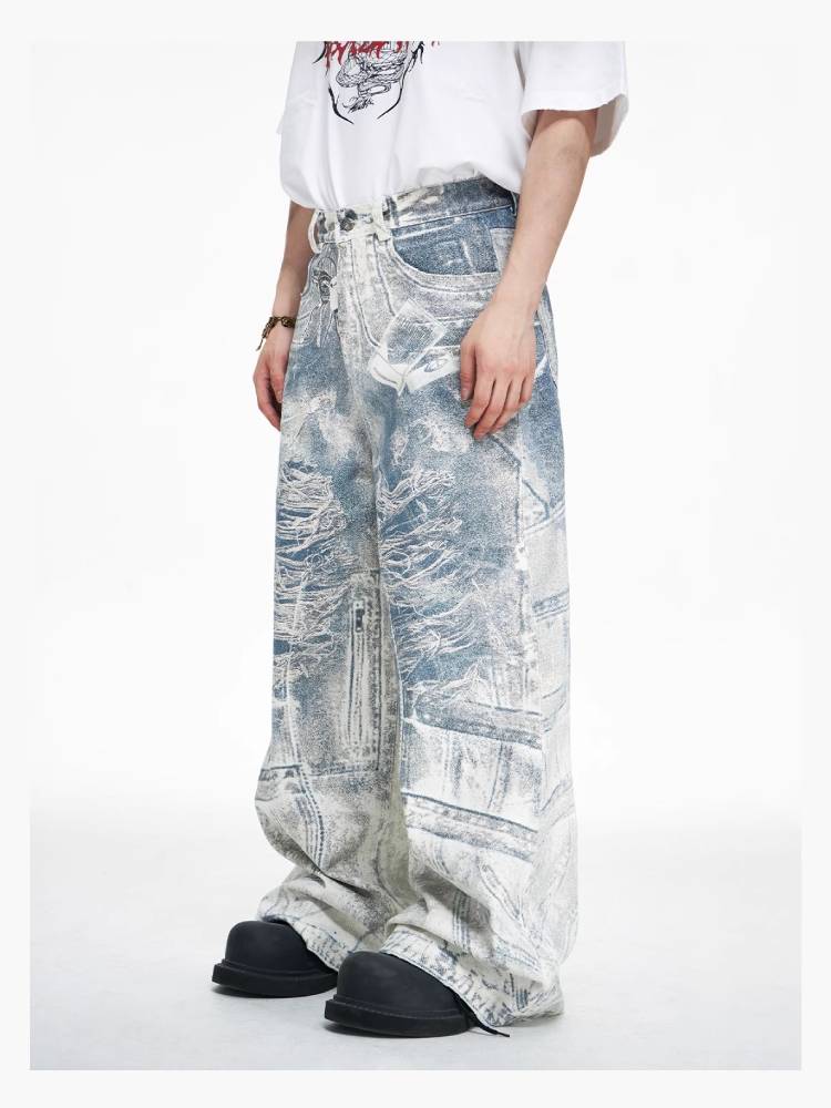 Printed wide leg pants