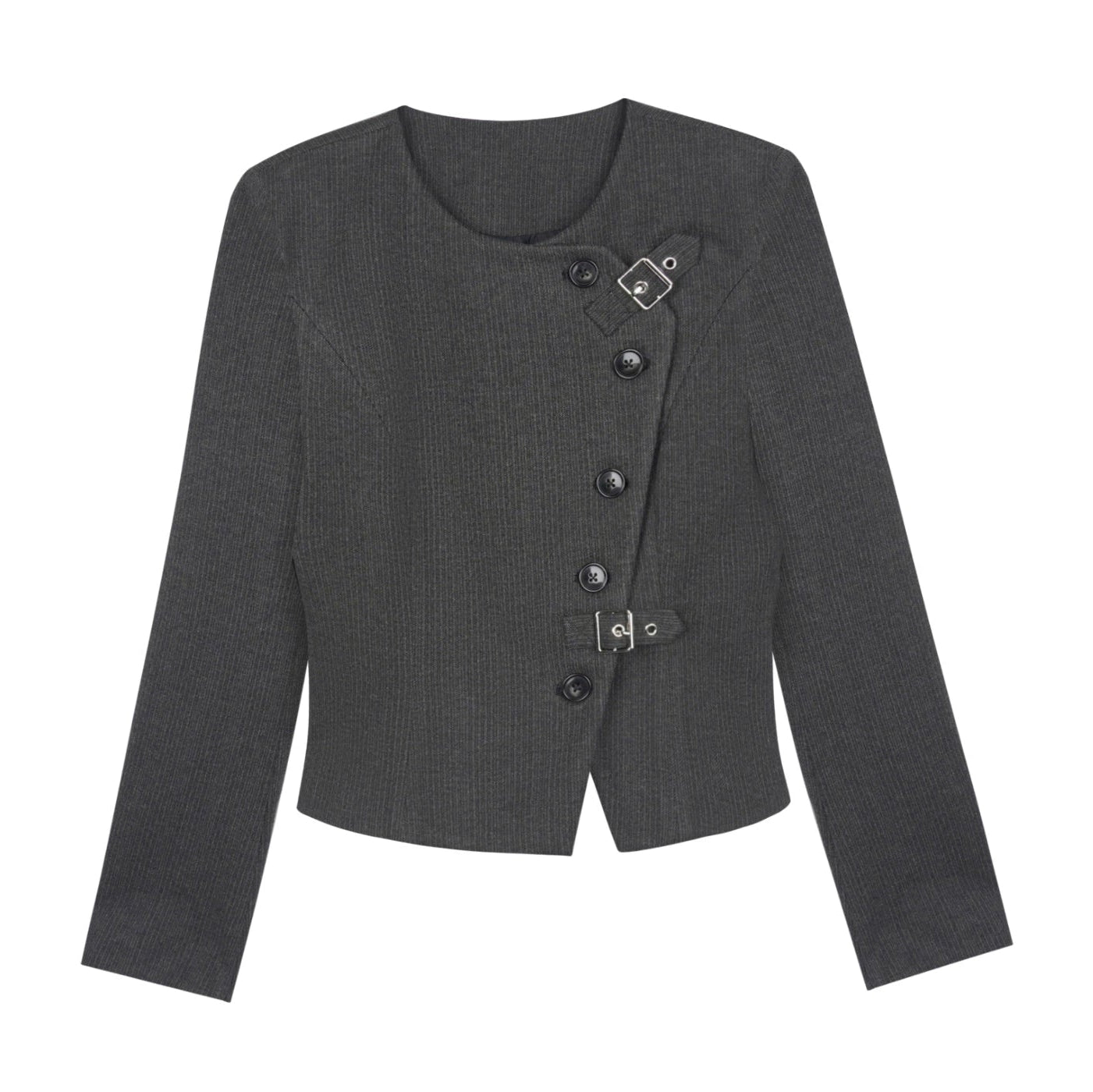 Gray Woolen Diagonal Shirt & Jacket Set-Up