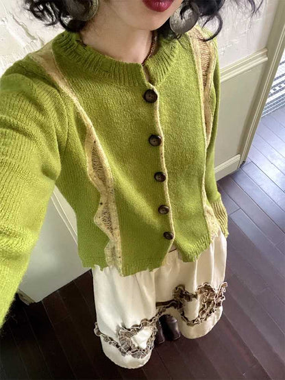 Yellow green knit sweater