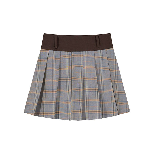 Plaid Pleated Skirt Set-Up