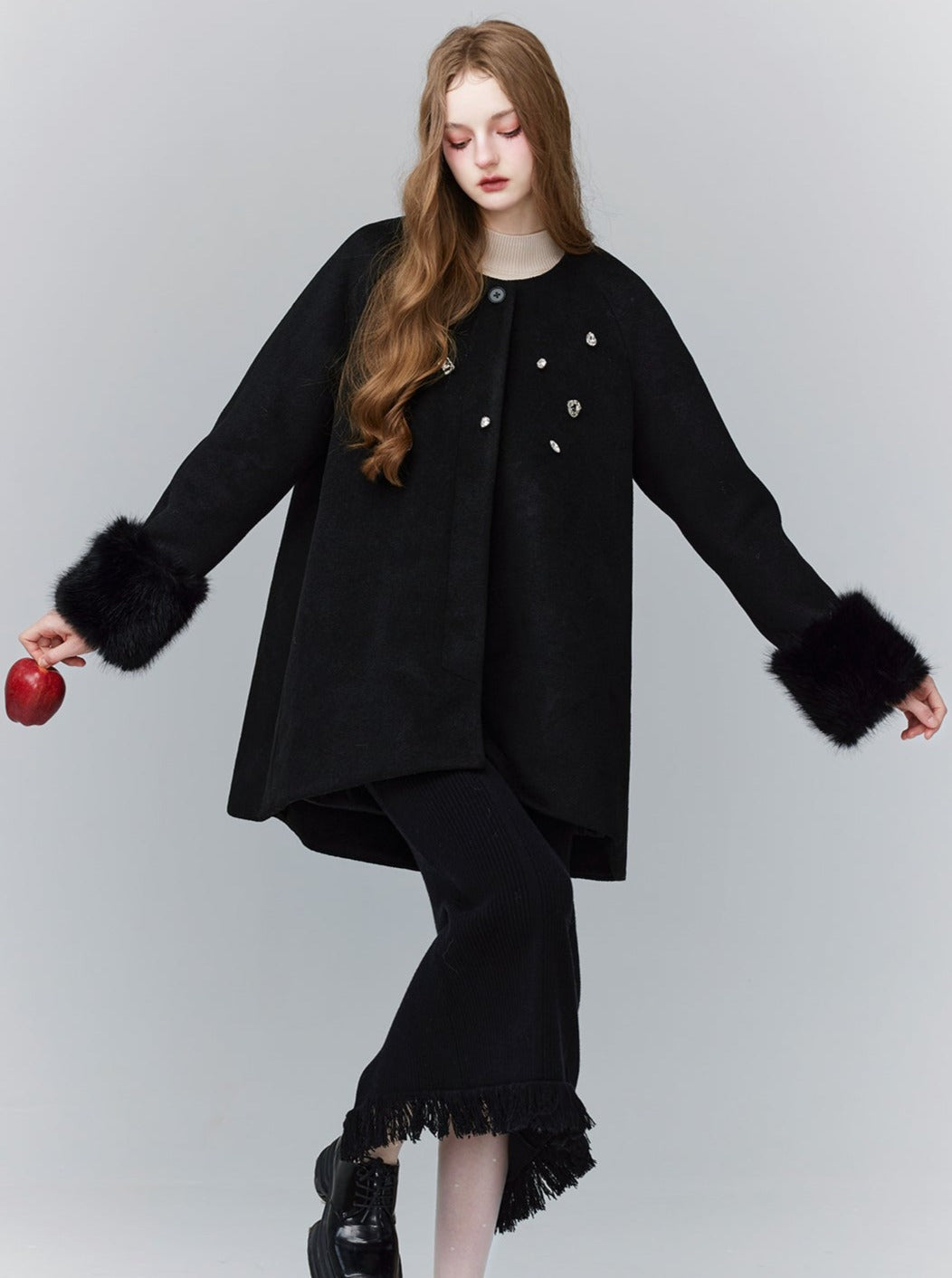 jade glacier wind cape woolen coat