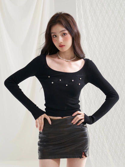 RunRunSweet wool knit slim long sleeve top