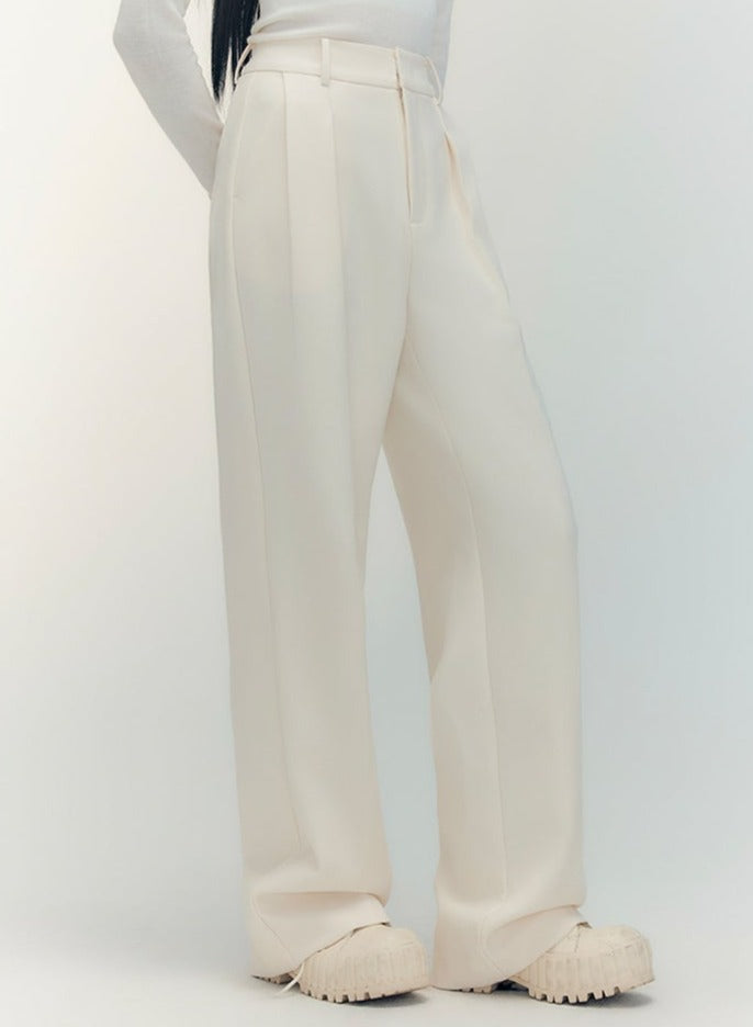 high-rise straight casual pants