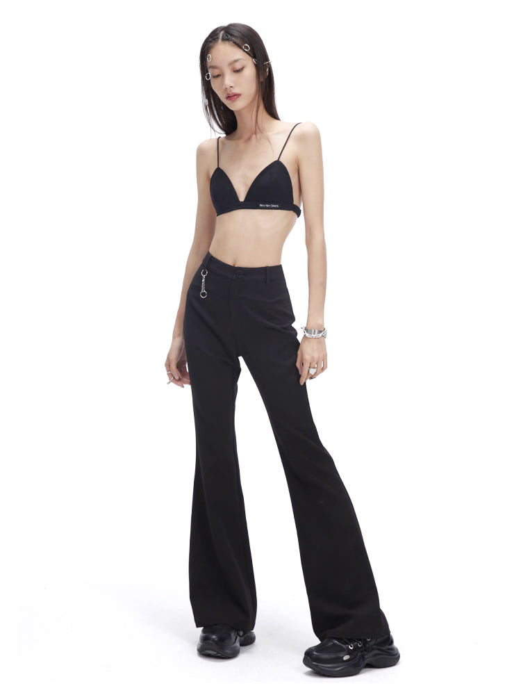 High waist slim casual pants