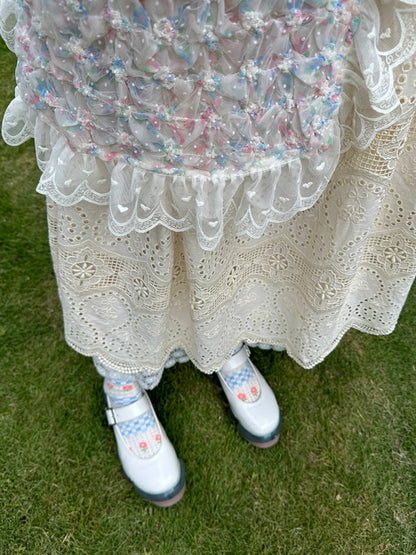 Embroidered woven lace dress