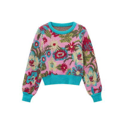 Floral Knit Retro Sweater