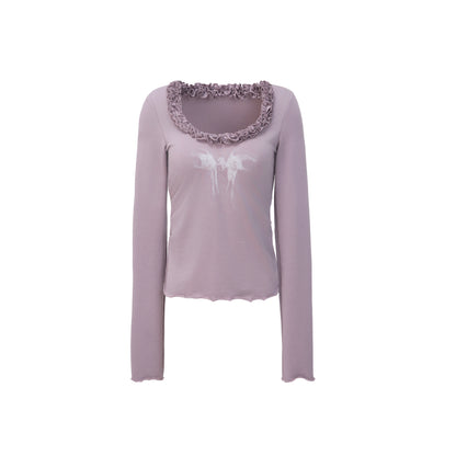 Retro Lace Collar Long Sleeve T-Shirt