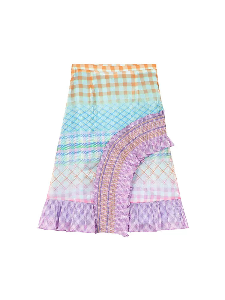 Plaid A-line skirt