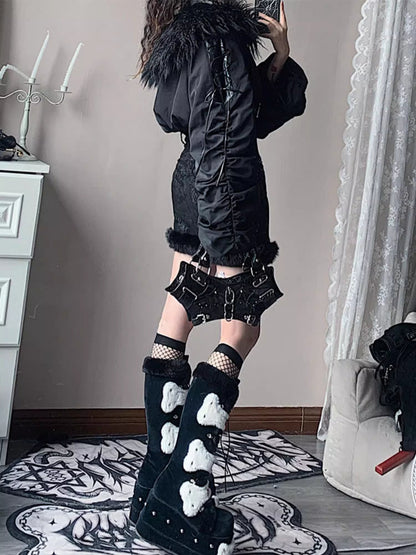 High waist short hot girl coat