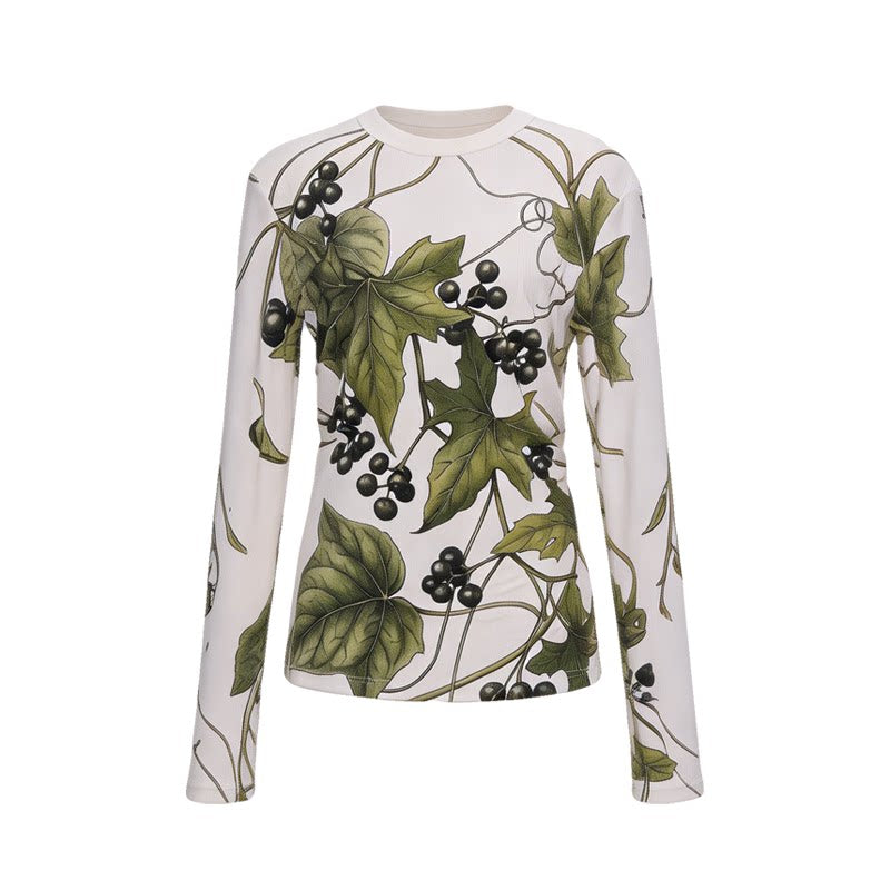 Grape Print Round Neck Sweater
