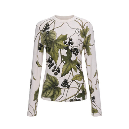 Grape Print Round Neck Sweater