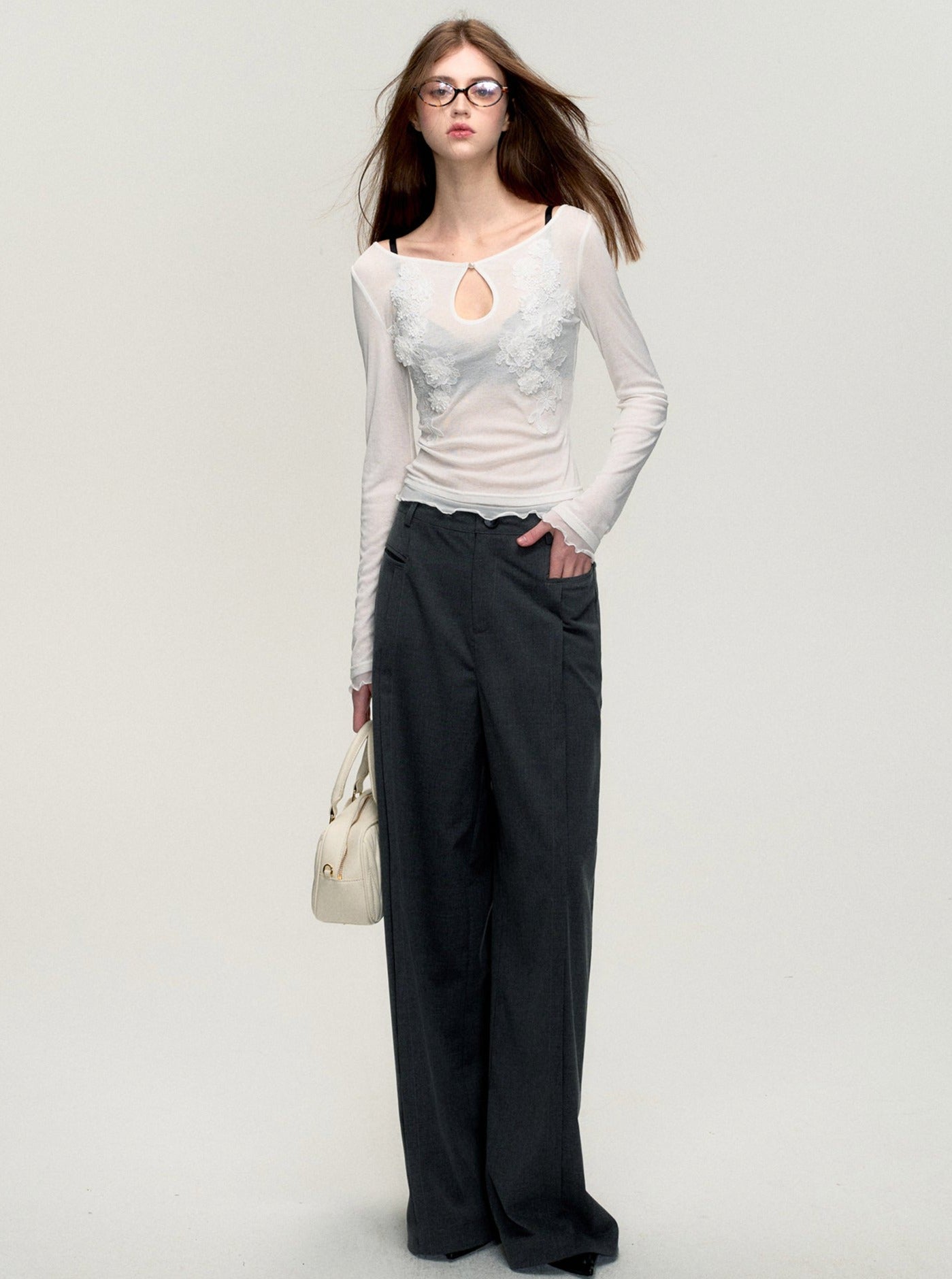 Versatile Pencil Grey Casual Suit Pants