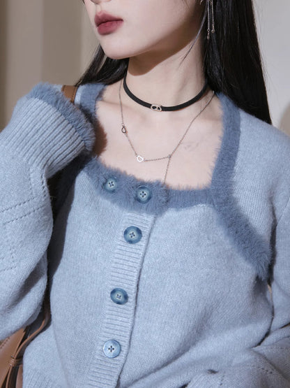 Wool soft fake two-piece sweater