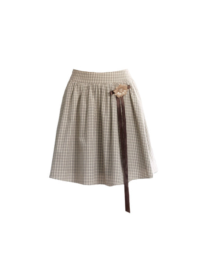 Flower Lace-Up Midi Skirt