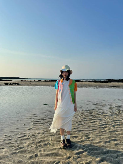 White flower long skirt dress