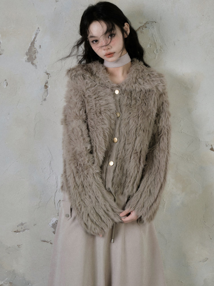 Loose wool cardigan jacket