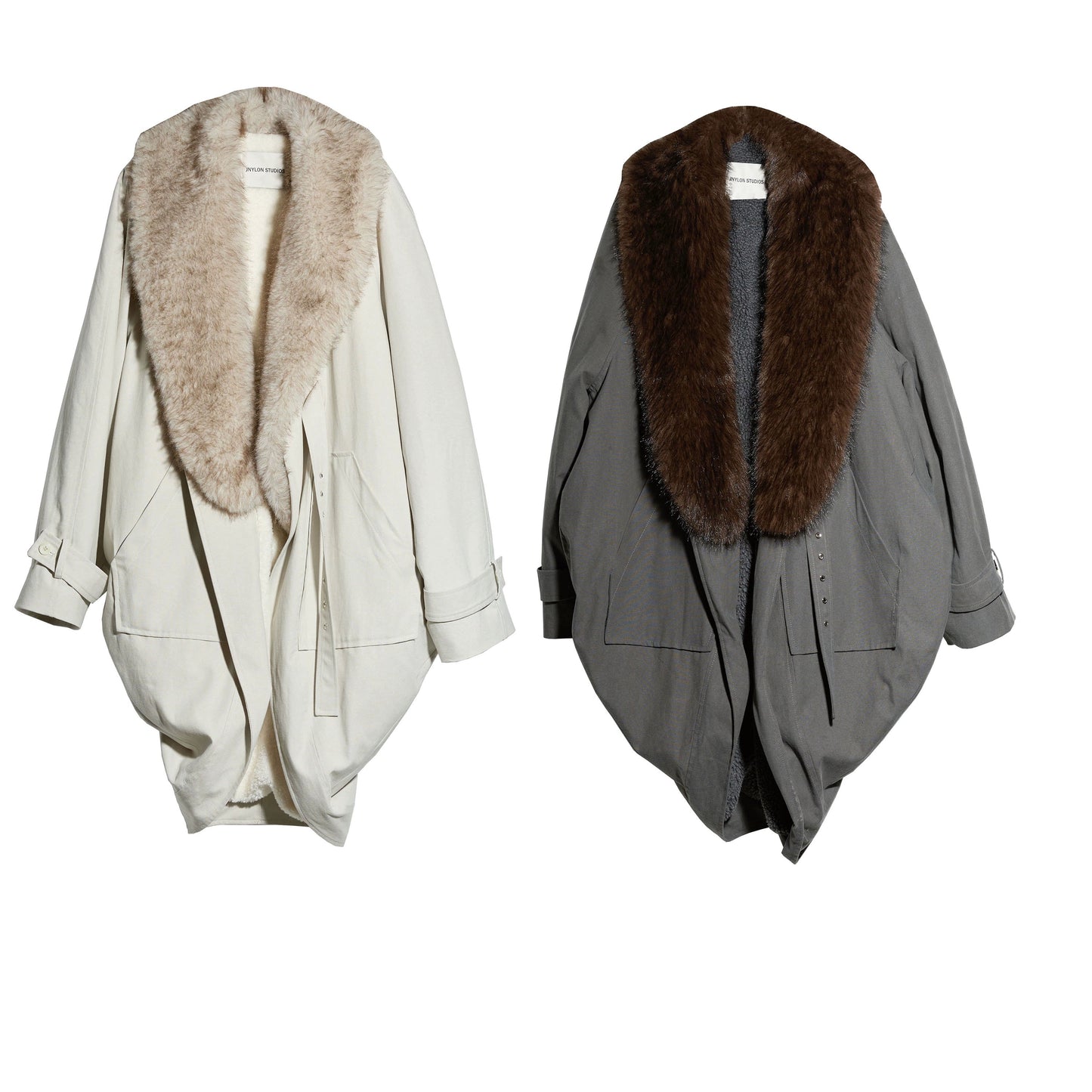 Retro-Jacken-Set mit Fellkragen im Used-Look