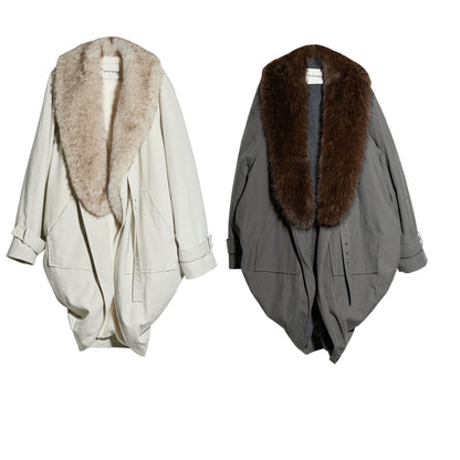Retro-Jacken-Set mit Fellkragen im Used-Look