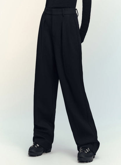 high-rise straight casual pants