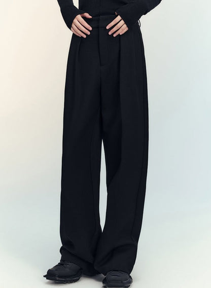 high-rise straight casual pants