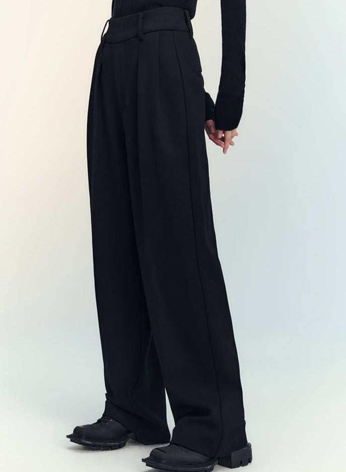 high-rise straight casual pants