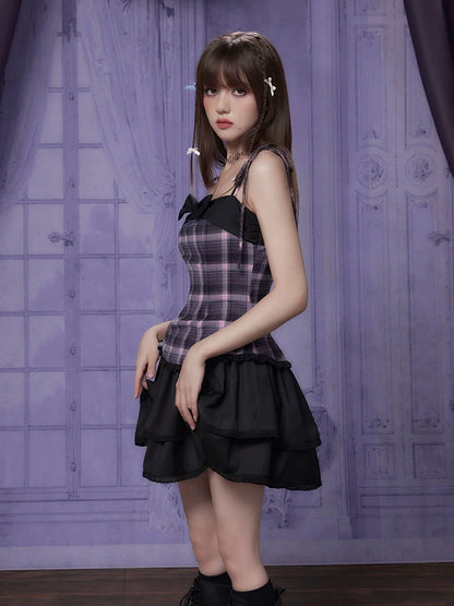 Hot girl suspender dress