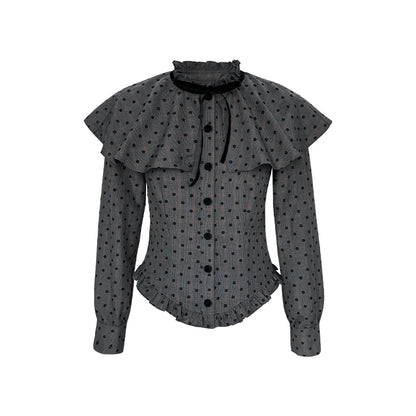 Plaid Velvet Floral Cape Top