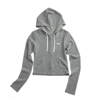 Lightweight Waffle Knit Hooded Jacket