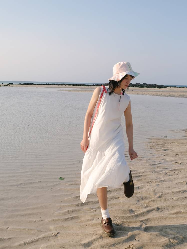 White flower long skirt dress