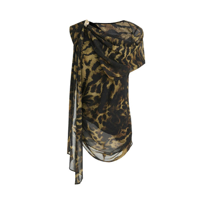 Leopard Off-Shoulder Blouse