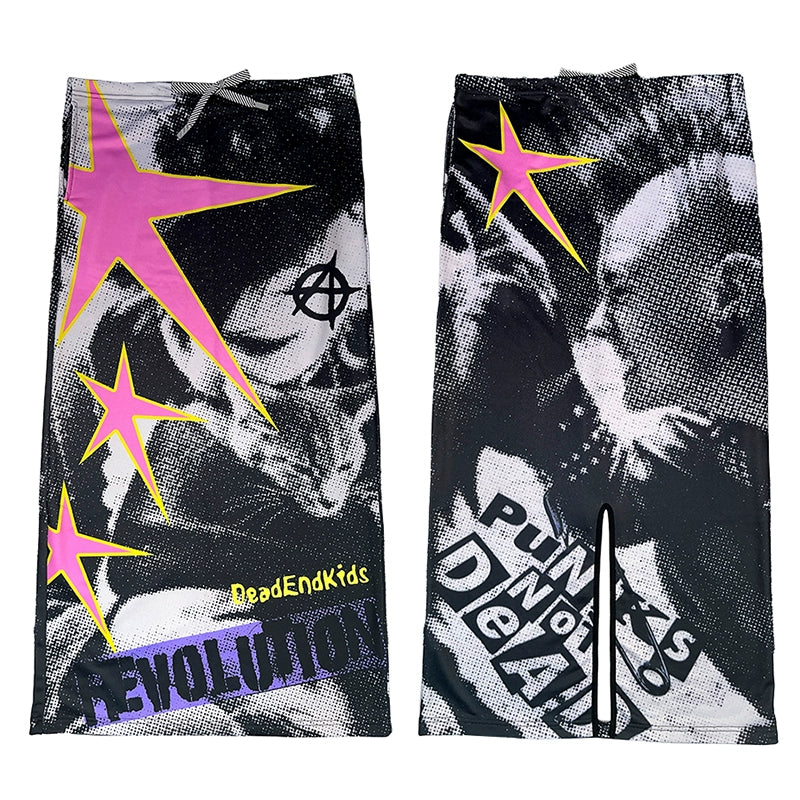 Punk Retro Printed Sweatshirt Skirt