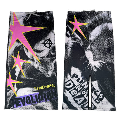 Punk Retro Printed Sweatshirt Skirt