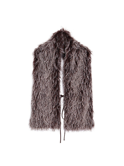 Vintage Lace-up Plush Scarf