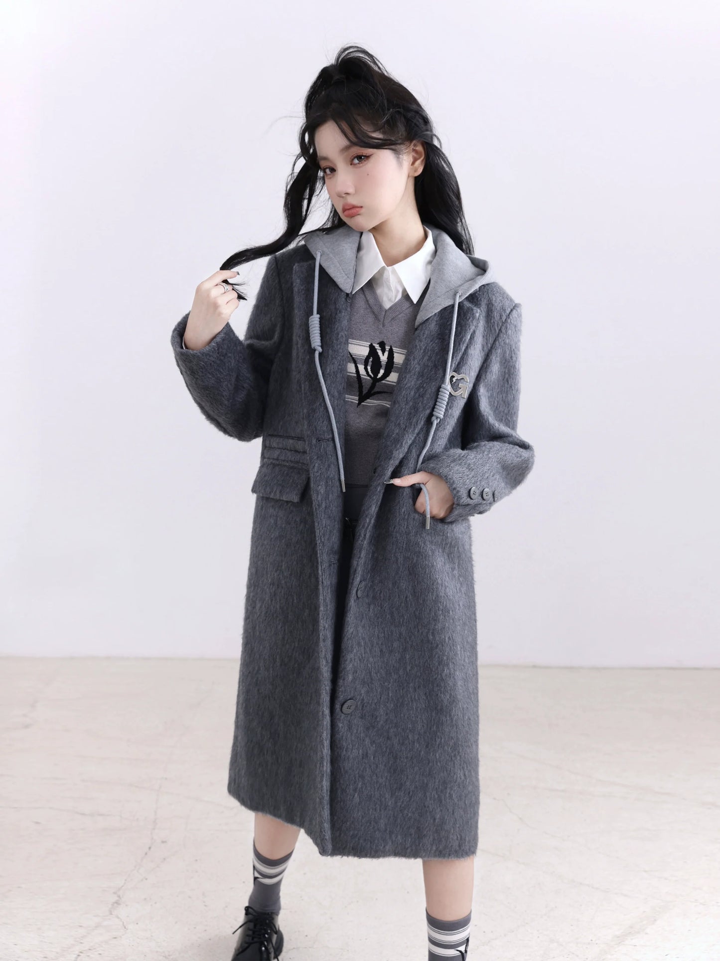 College sweatshirt hat woolen coat