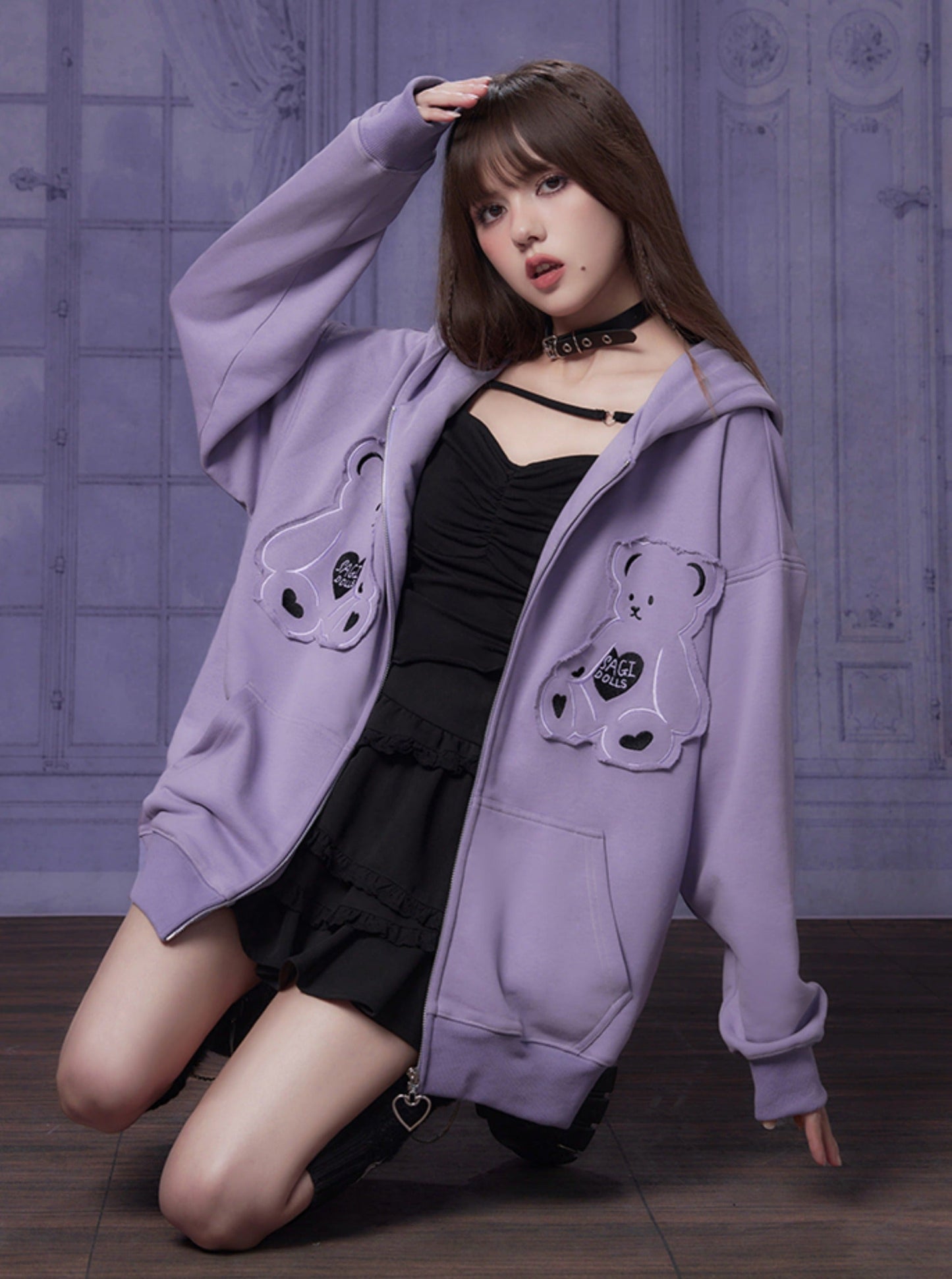 sweet purple bear sweats jacket