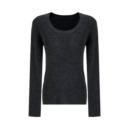 U-Neck Wool Slim Sweater