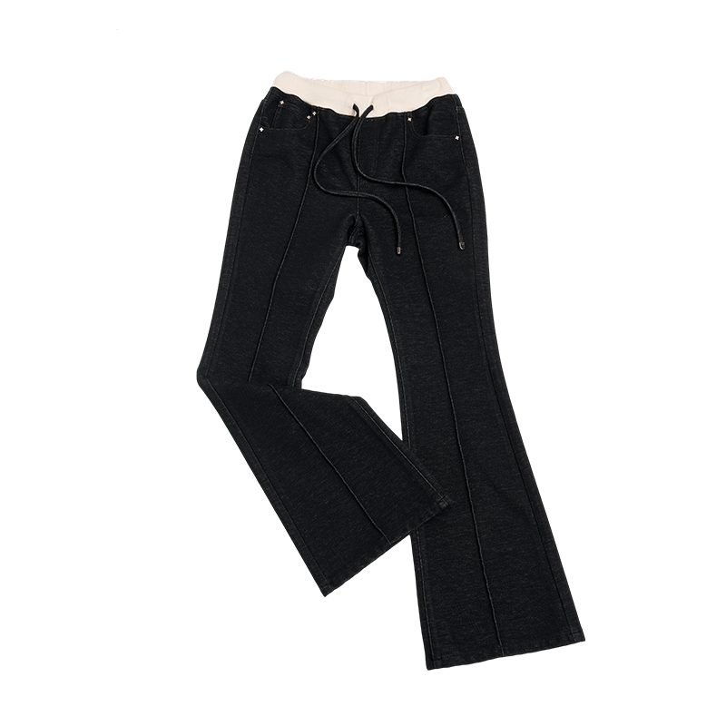 Embroidered Wool Denim Pants