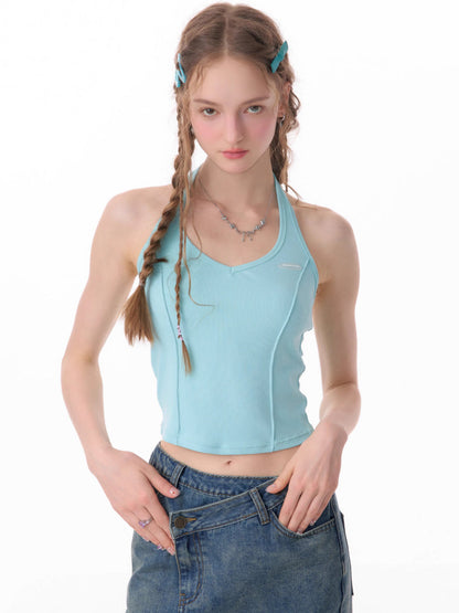 Halter neck slim fit vest