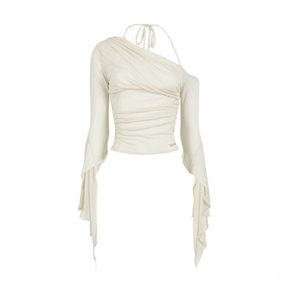 Sweet Off-Shoulder Pleated Top