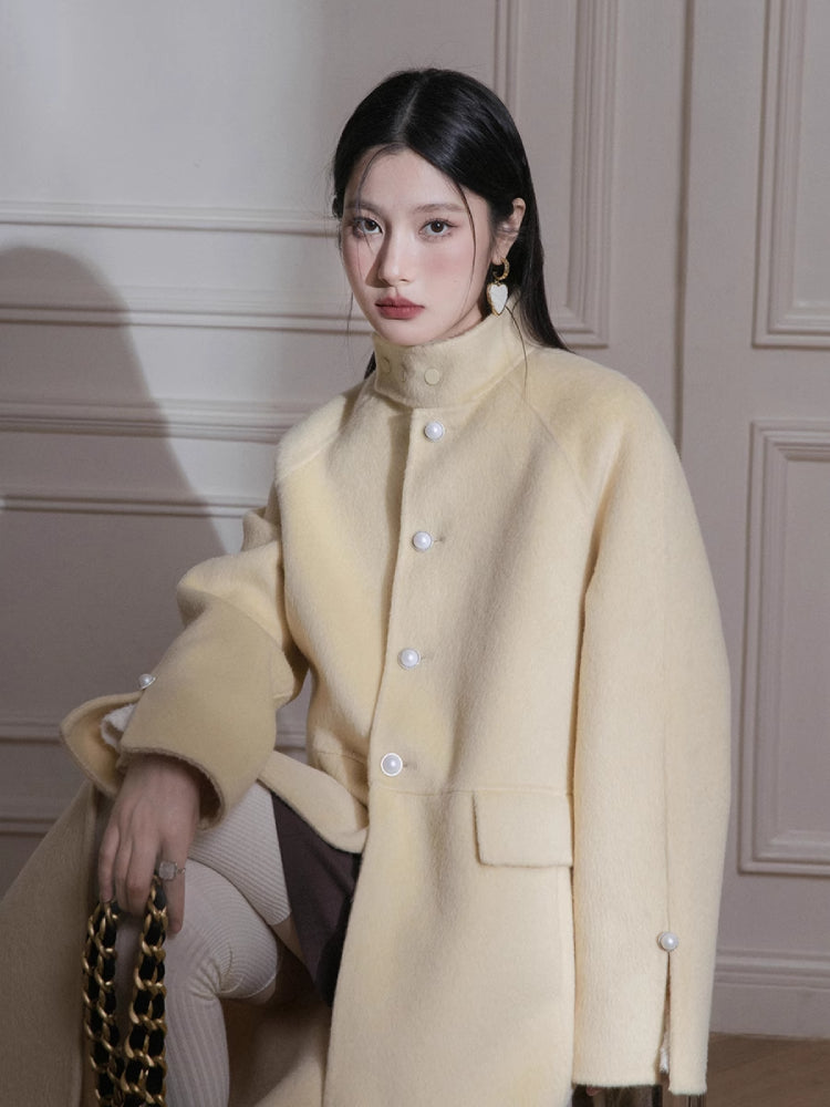 Slit wool coat