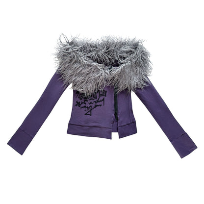 Hairy Slim Print Long Sleeve T-Shirt Knit