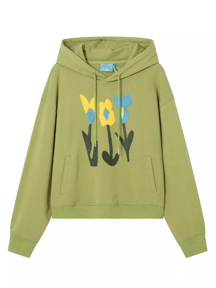 Hooded top embroidered sweatshirt