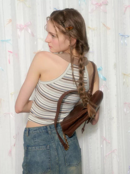 Striped brown knit vest