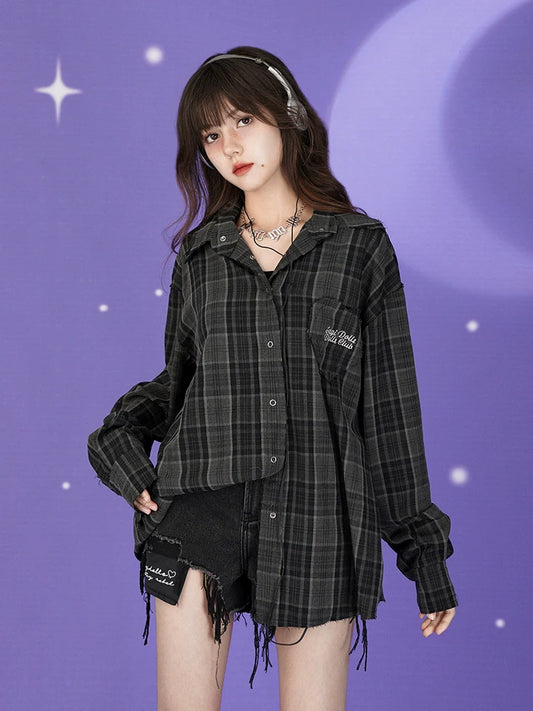 Plaid Loose Long-sleeved Shirt